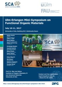 List of speakers, Contact, and dates of the 1st ulm-erlangen mini-symposium on functional organic materials , no information that is not found on the webpage