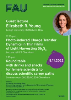 Towards entry "Guest Lecture: Nov. 8, 2022: “Photo-induced Charge Transfer Dynamics in Thin Films of Light Harvesting Sb2S3” by Prof. Young"