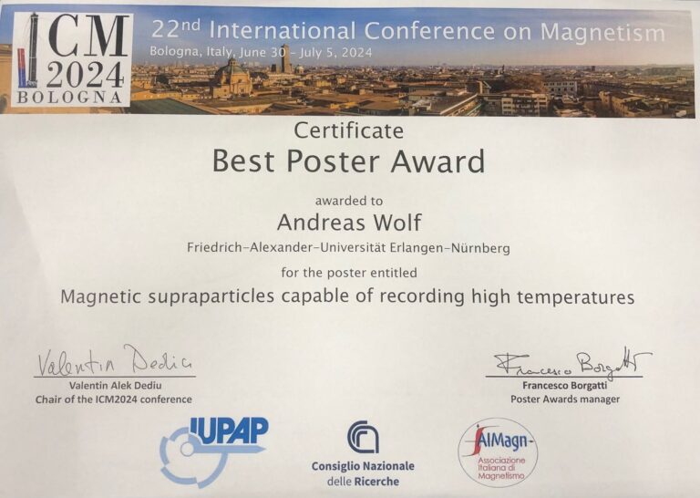 Best Poster Award for Andreas Wolf at ICM