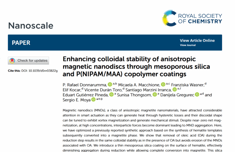 New Research Paper on Colloidal stability of anisotropic magnetic nanodiscs